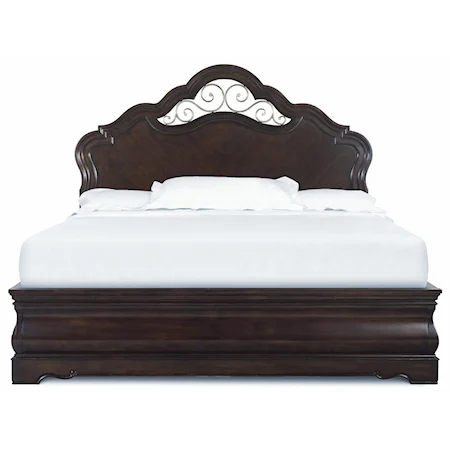 Queen Platform Bed with Decorative Scrollwork